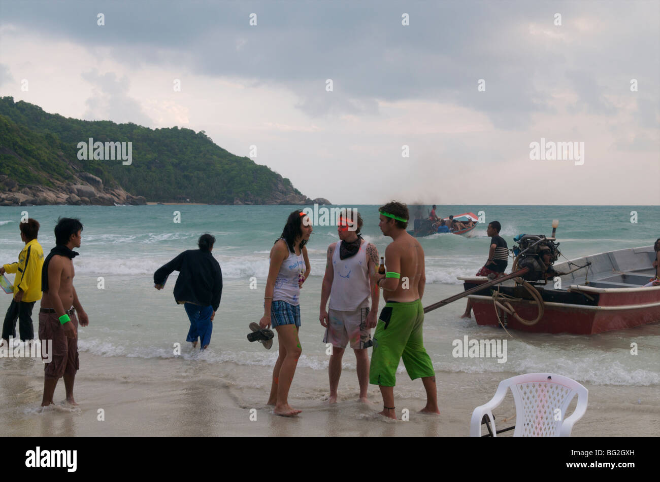 Taxi-Boot nach Vollmond Party Haad Rin Koh Phangan Thailand Stockfoto