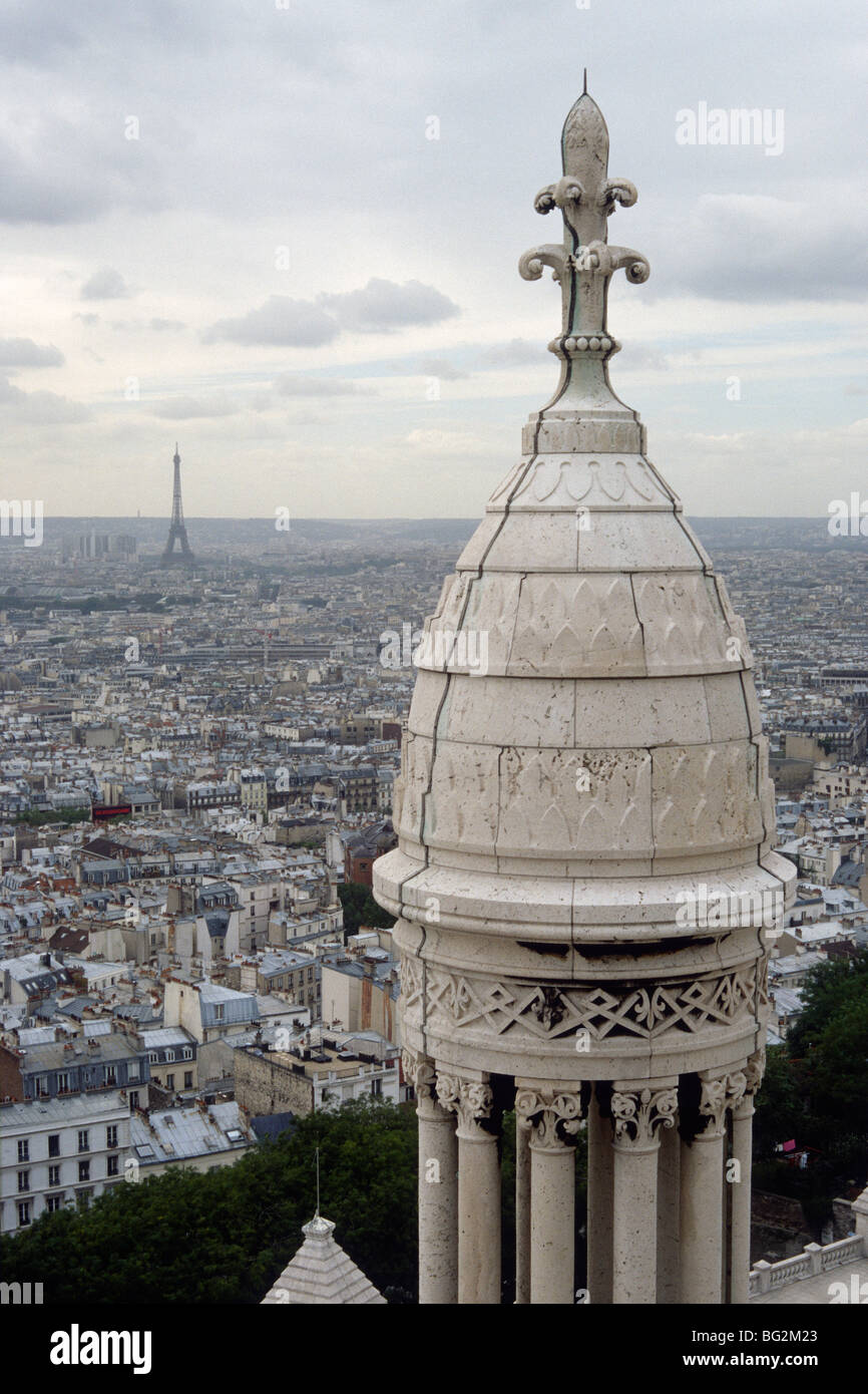 Paris. Frankreich. Ansicht von Paris von Montmartre Sacre Coeur. 18. arrondissement Stockfoto