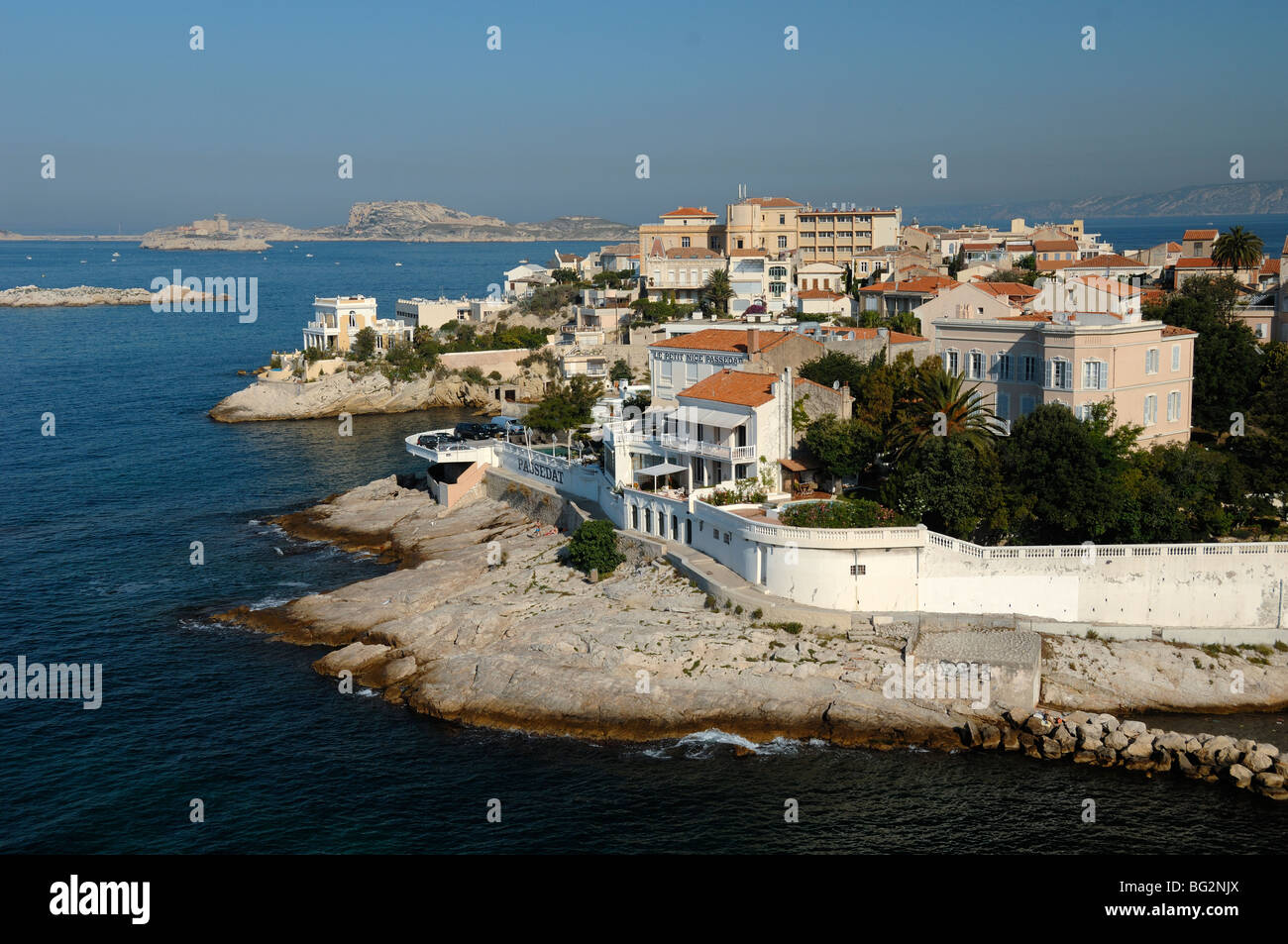 Endoume Headland, Anse de la Fausse Monnaie, Mittelmeerküste, Corniche, Malmousque und Frioul Islands, Marseille, Provence, Frankreich Stockfoto