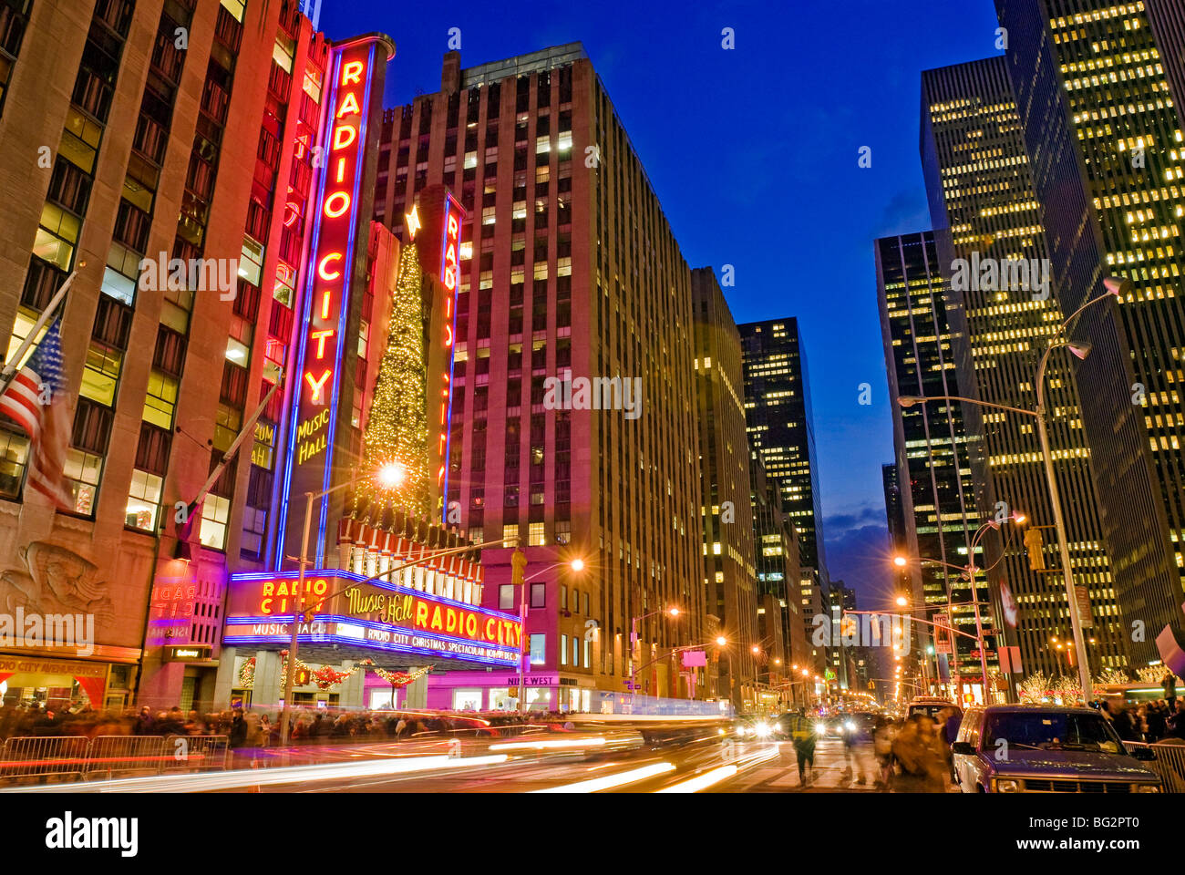 Die Radio City Music Hall Christmas Lights Stockfoto