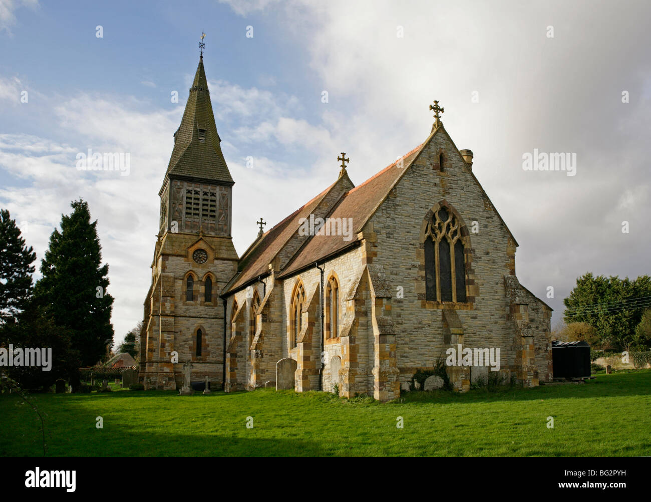 St Andrew's Church entworfen und gebaut von Frederick Preedy, Temple Grafton, Warwickshire Stockfoto