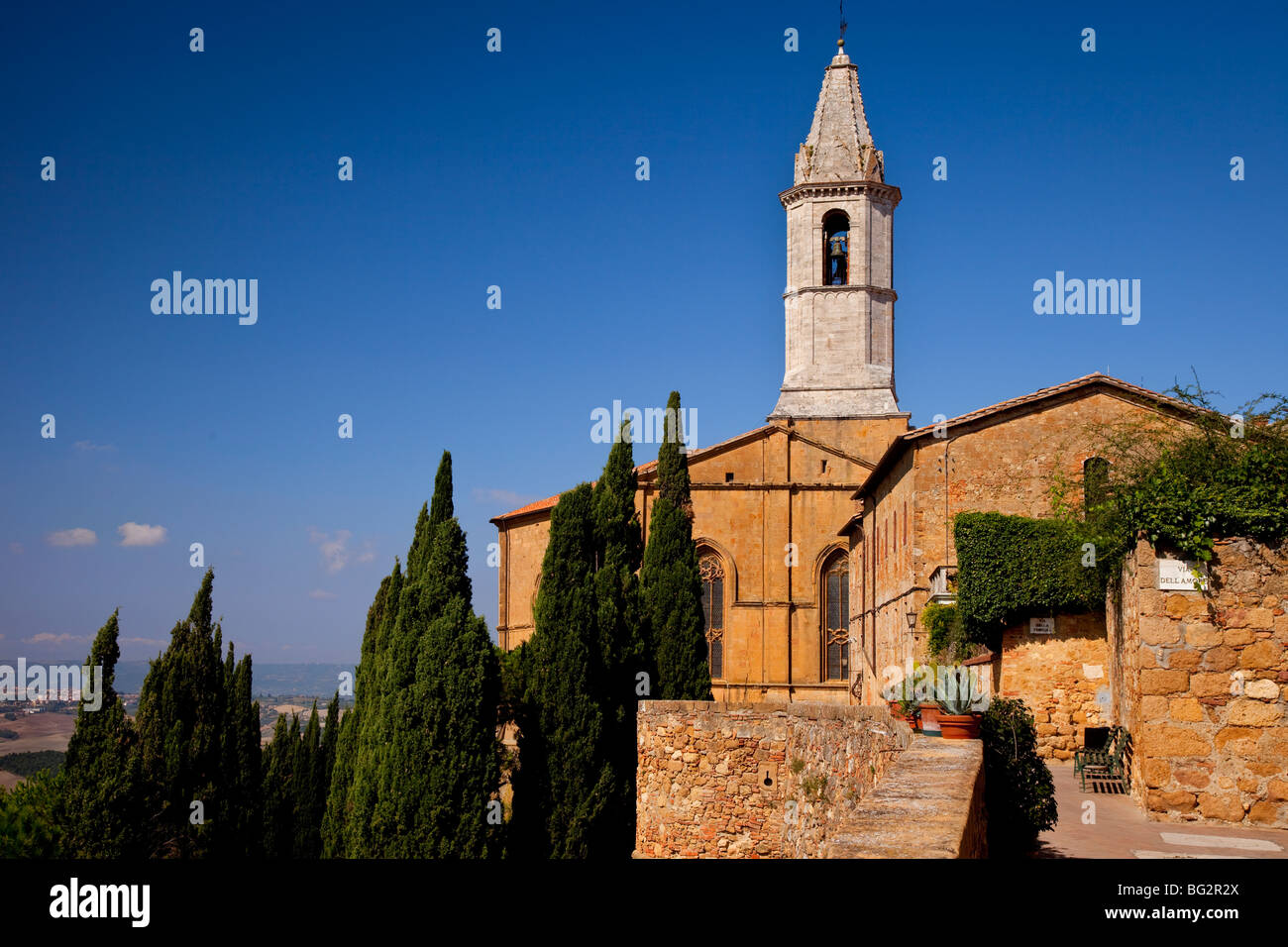 Am frühen Morgen in Pienza Toskana Italien Stockfoto