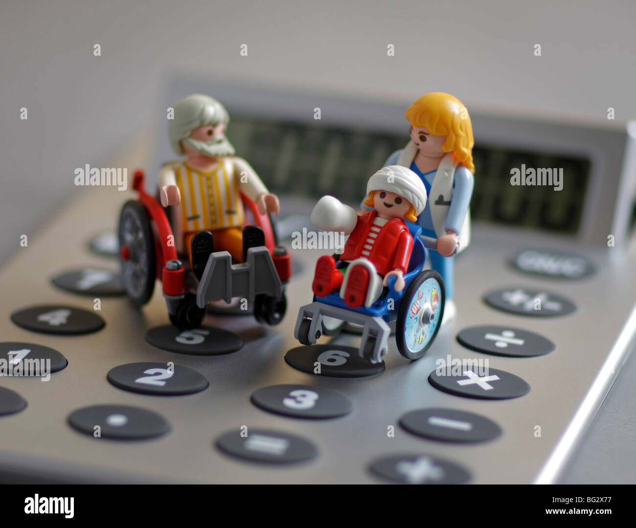 Playmobil Spielzeug auf einem Skizzenprogramm. Stockfoto