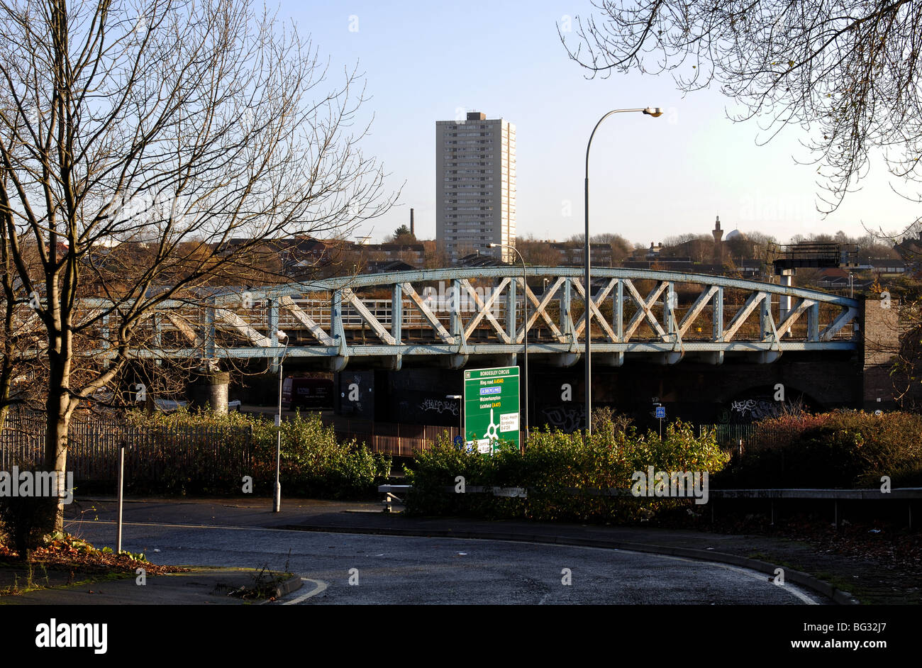 Eisenbahn-Viadukt, Bordesley, Birmingham, UK Stockfoto