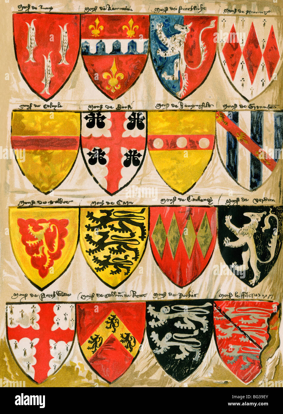 Die Abdeckungen der Englische Ritter und Baronen, die während der Regierungszeit von Edward III. lackiert Farblithographie Stockfoto