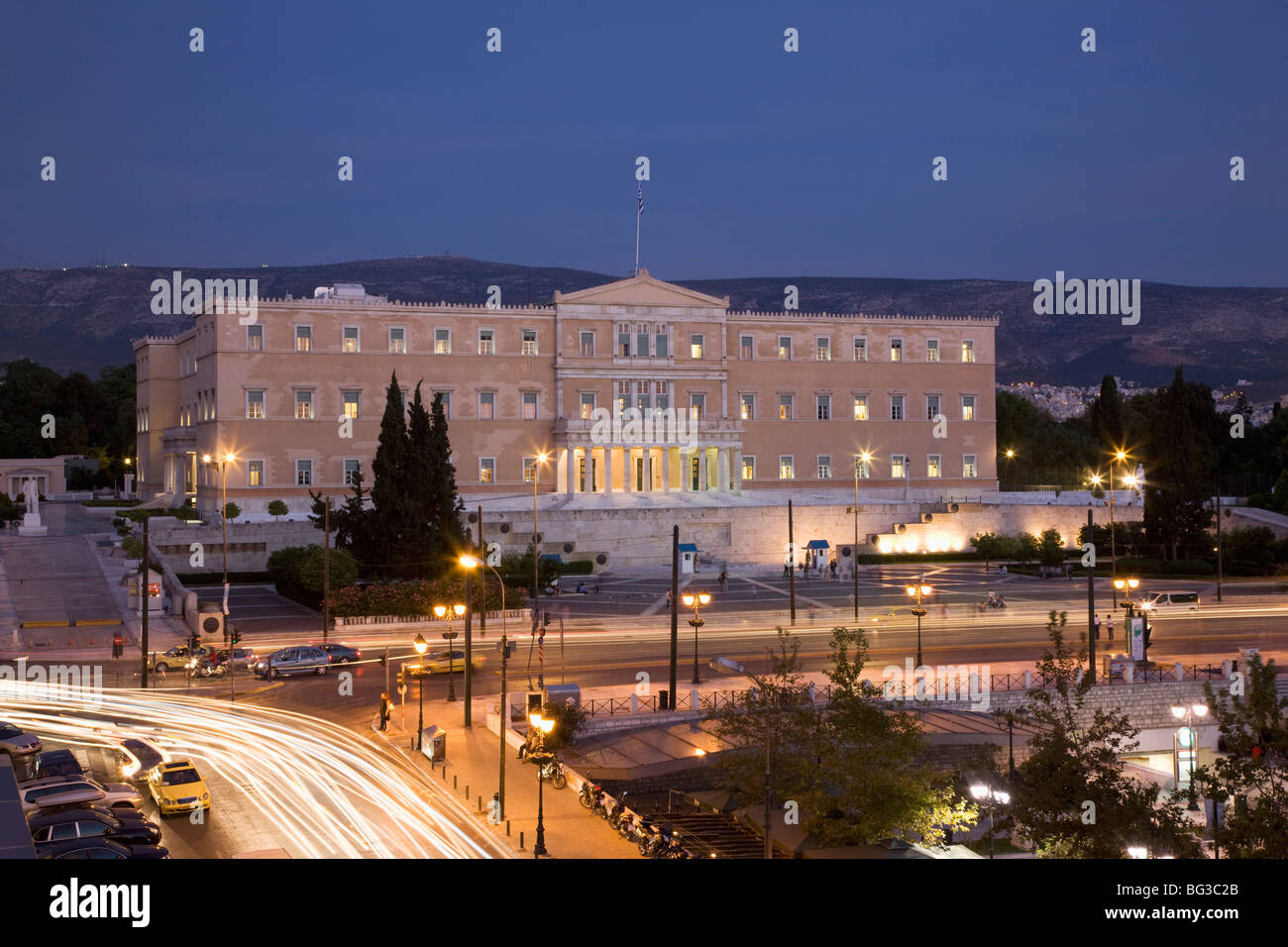 Das griechische Parlament Gebäude, Syntagmaplatz (Verfassung), Athen, Griechenland, Europa Stockfoto