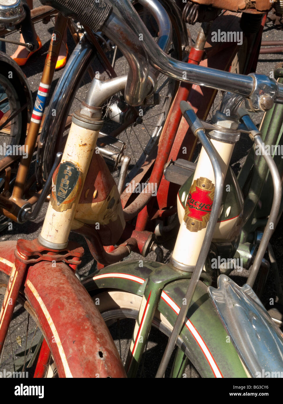 New York, NY - 1 Septemner 2009 - New York Bike durcheinander - Vintage amerikanische Kreuzer Stockfoto