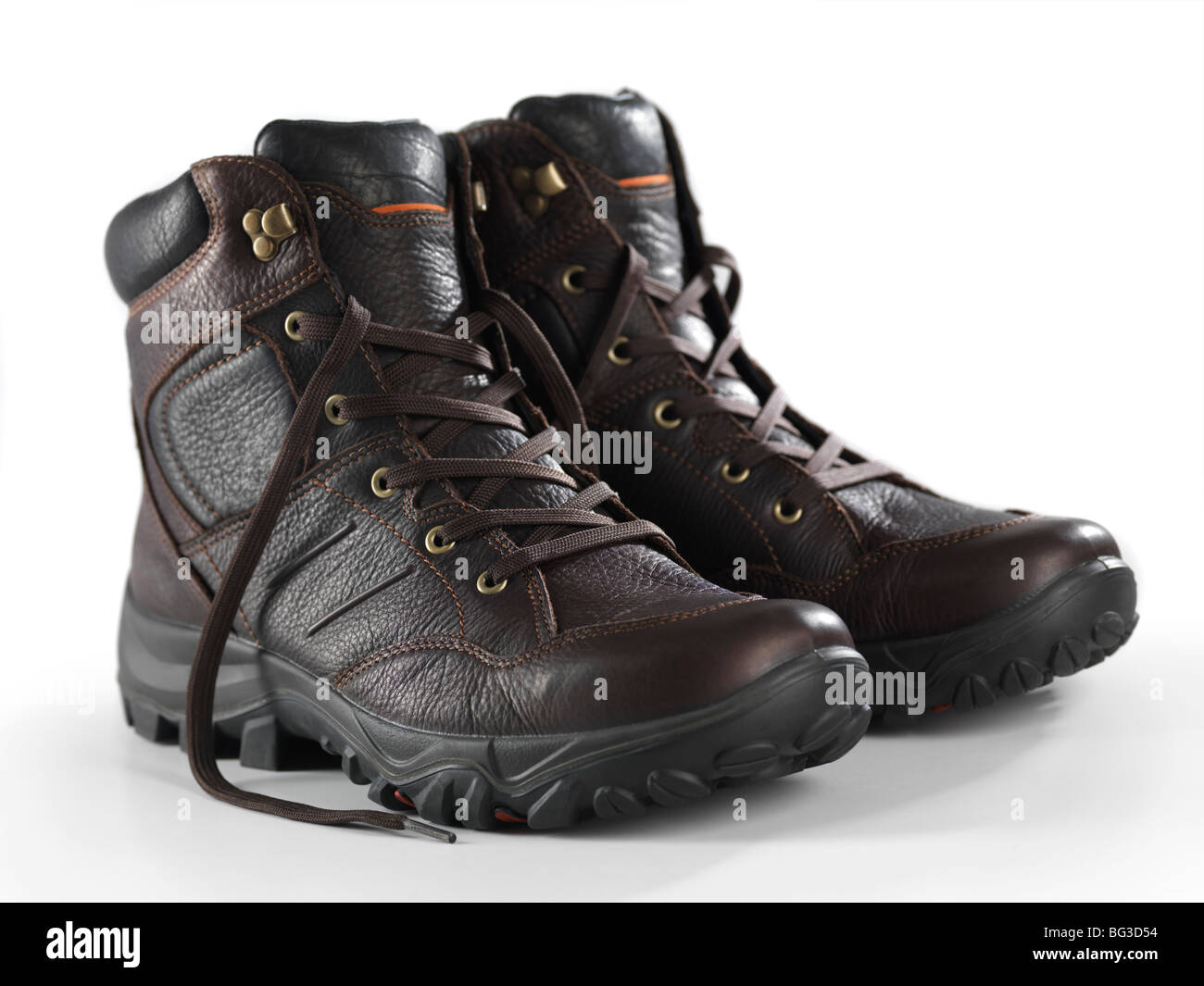 Winter-Lederstiefel isolierten auf weißen Hintergrund Stockfoto