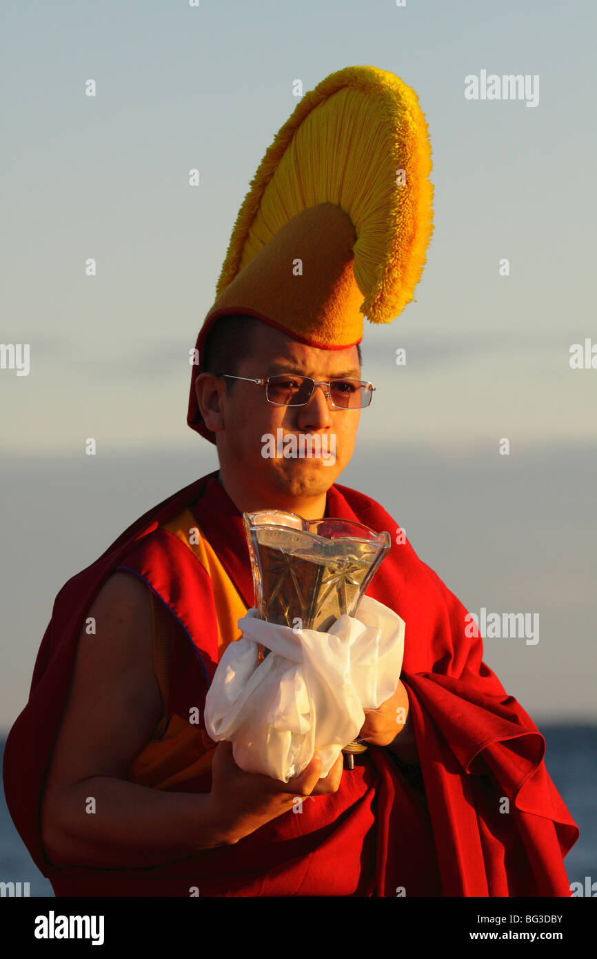 Tibetische Mönche Mandala Zeremonie-Victoria, British Columbia, Kanada Demontage durchführen. Stockfoto