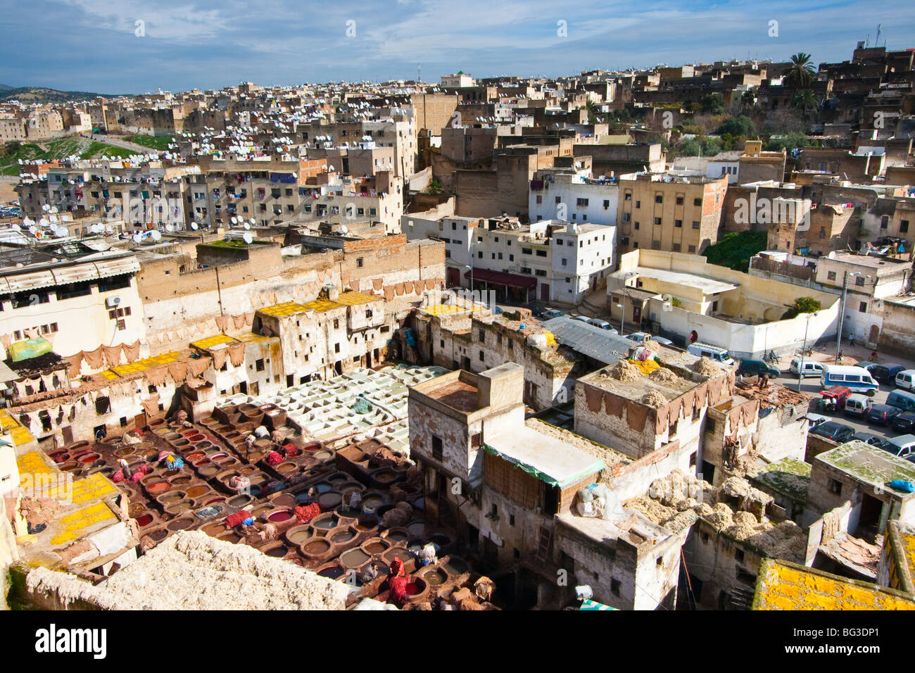 Chouwara Leder-Gerberei in Fes Marokko Stockfoto