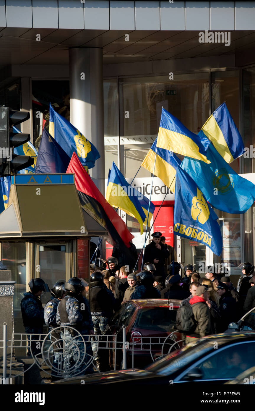 Anti-kommunistischen Partei Demonstrayion in Kiew, Ukraine Stockfoto