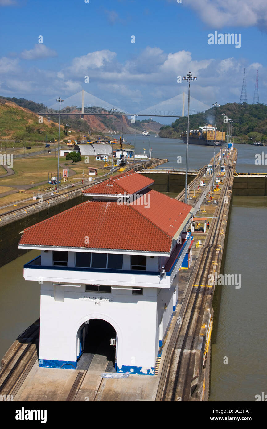 Pedro Miguel sperrt, Panamakanal, Panama, Mittelamerika Stockfoto