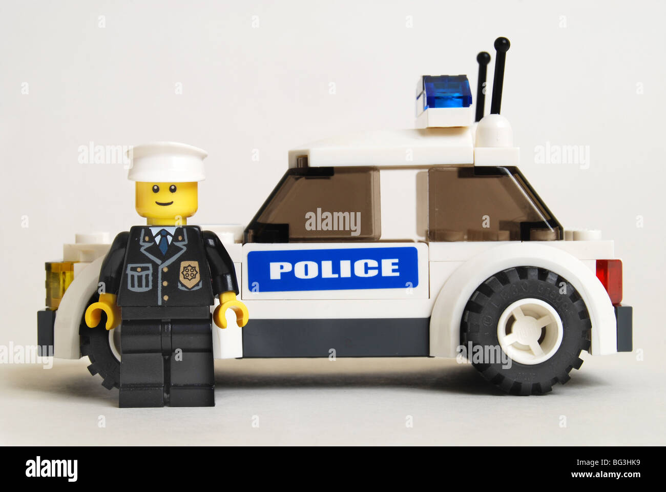 Polizei Mann Auto blau Licht Lego Stockfotografie - Alamy