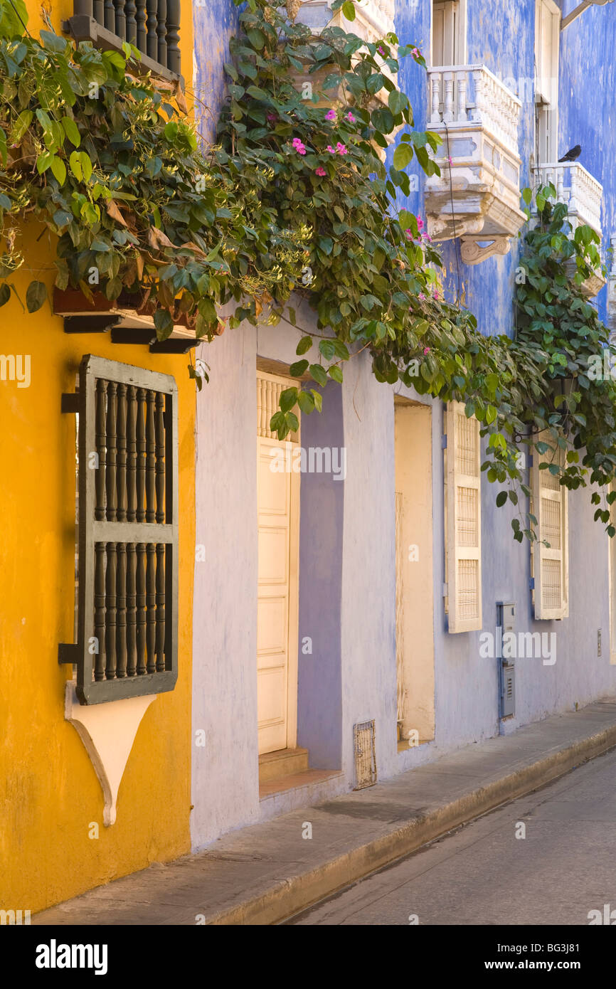 Haus in alten Mauern umgebene Stadt Bezirk, Cartagena Stadt, Bundesstaat Bolivar, Kolumbien, Südamerika Stockfoto