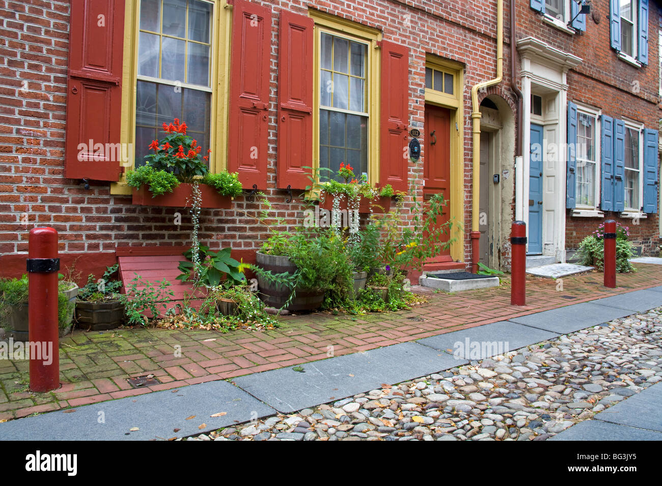 Historische Elfreth Gasse, alten Stadtteil, Philadelphia, Pennsylvania, Vereinigte Staaten von Amerika, Nordamerika Stockfoto