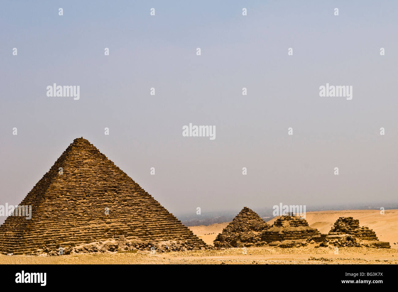 Die großen Pyramiden von Gizeh, Ägypten. Stockfoto