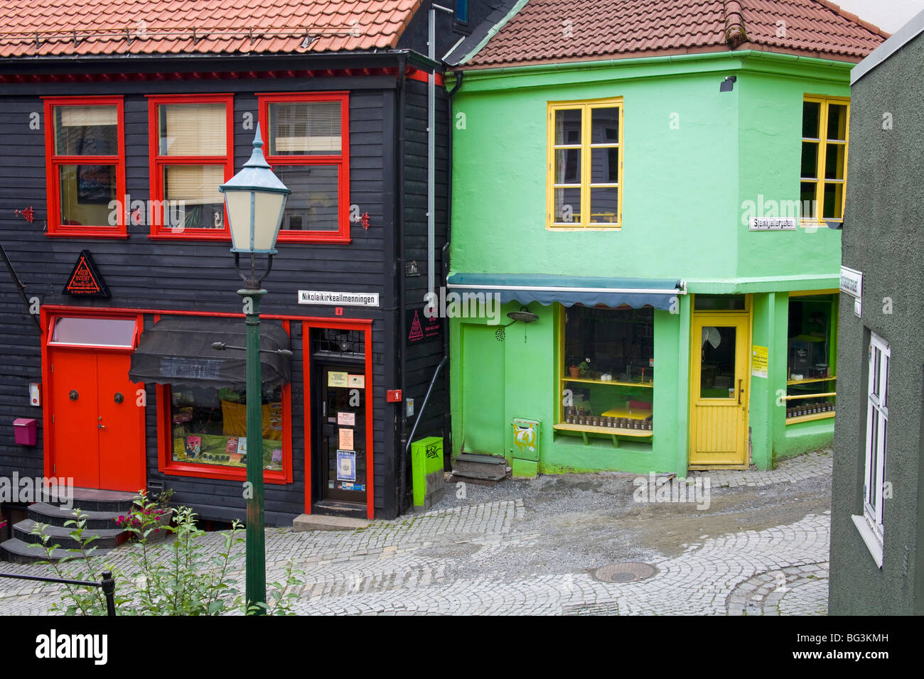Holzbauten in der Altstadt, Stadt Bergen, Hordaland Bezirk, Norwegen, Skandinavien, Europa Stockfoto