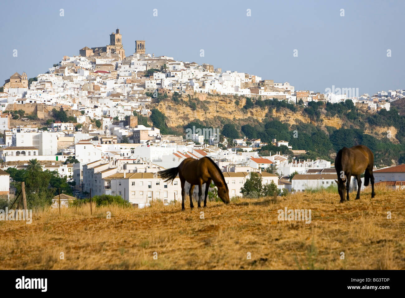 Arcos De La Frontera, eines der weißen Dörfer, Andalusien, Spanien, Europa Stockfoto