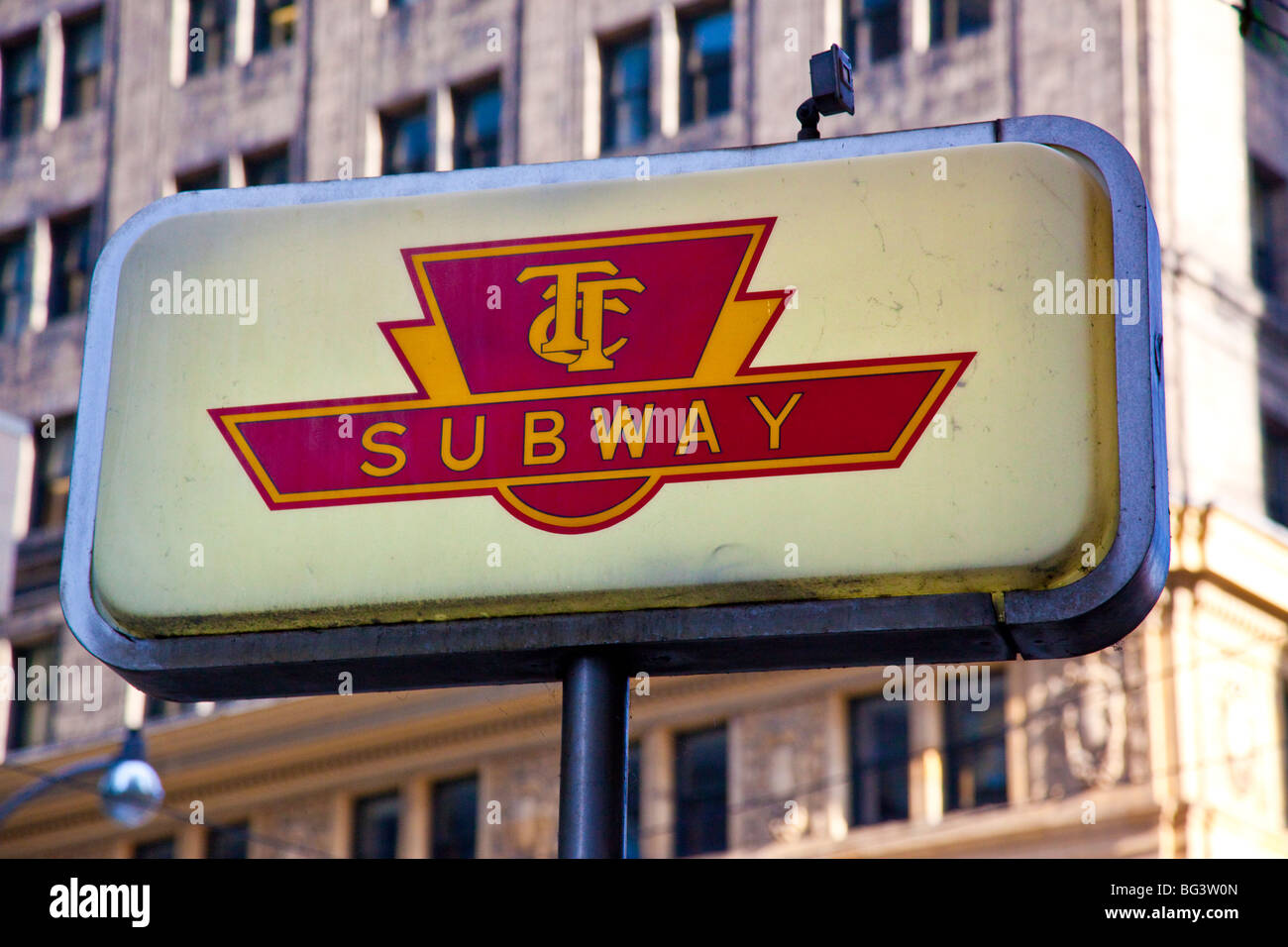 TTC, U-Bahn unterzeichnen in die Innenstadt von Toronto Kanada Stockfoto
