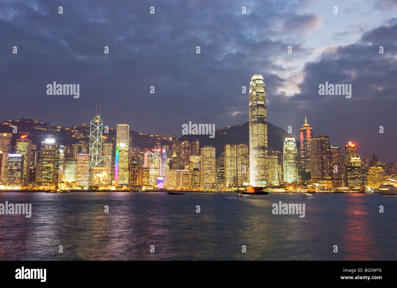 Hong Kong Skyline bei Nacht Stockfoto