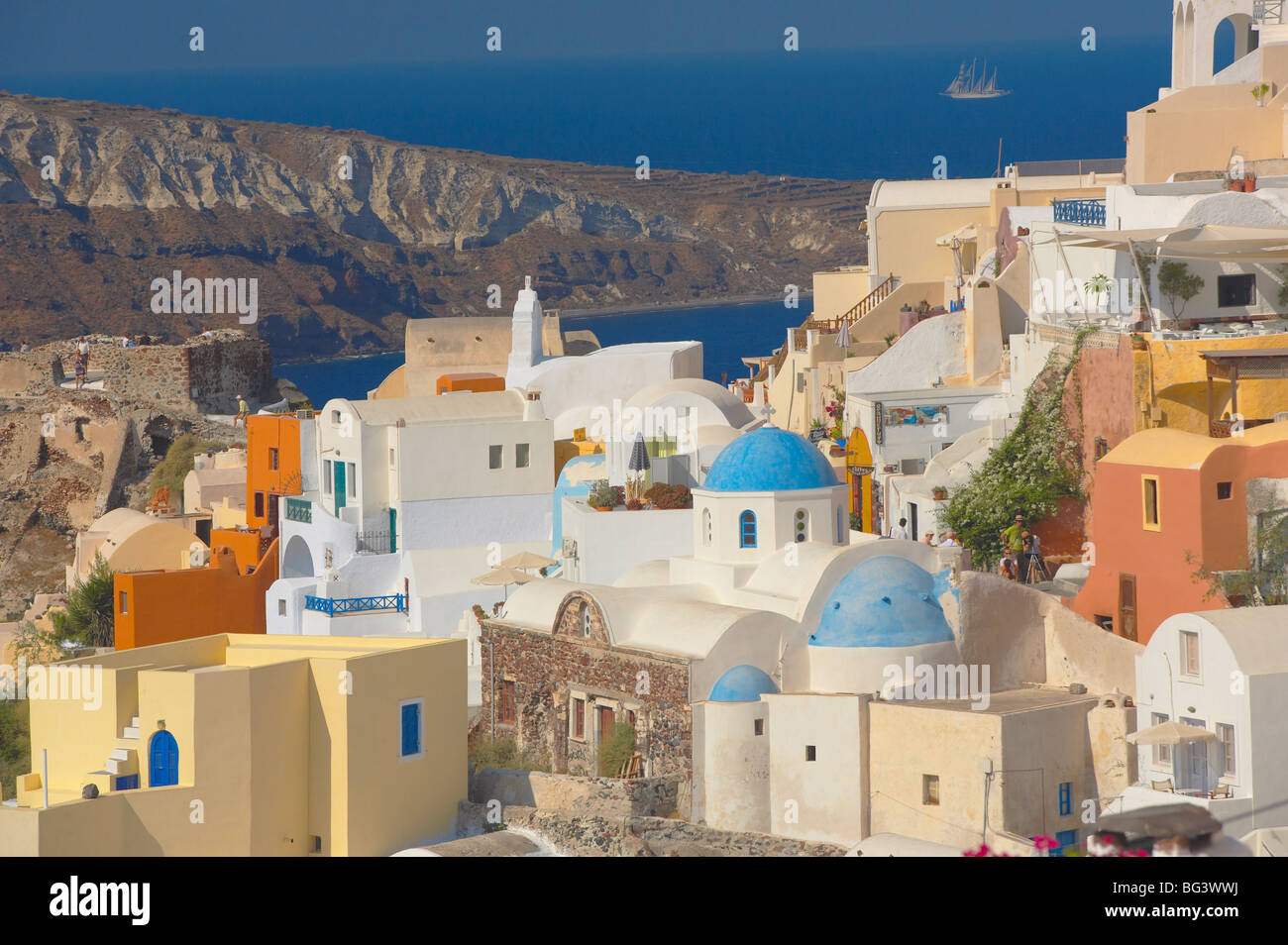 Oia, Santorin, Kykladen, griechische Inseln, Griechenland, Europa Stockfoto