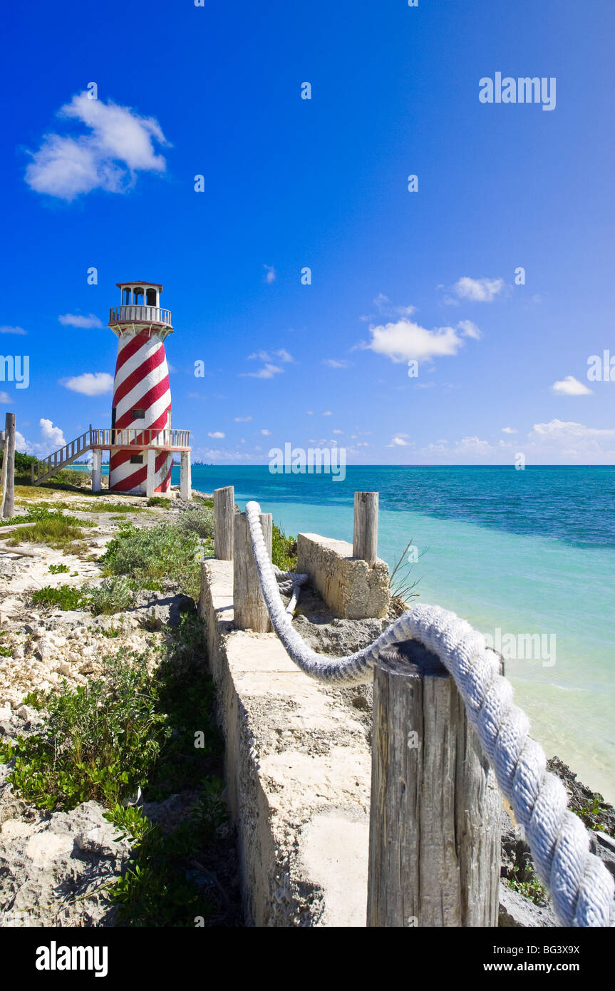 Hohe Felsen Leuchtturm am Hochfels, Grand Bahama, Bahamas, Westindien, Mittelamerika Stockfoto