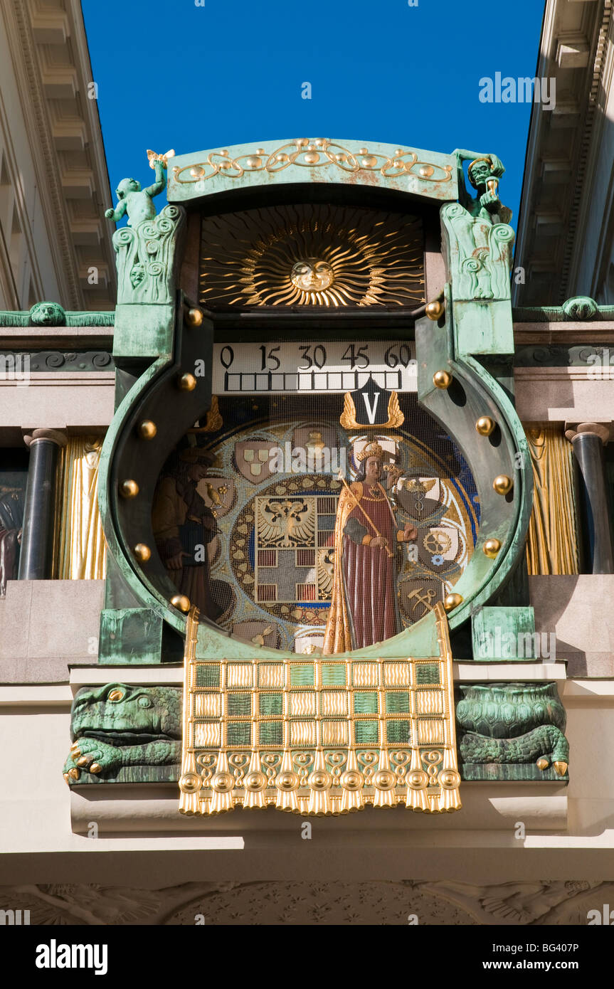 Ankeruhr, Jugendstil, Wien, Österreich | Ankeruhr, Art Nouveau, Wien, Österreich Stockfoto