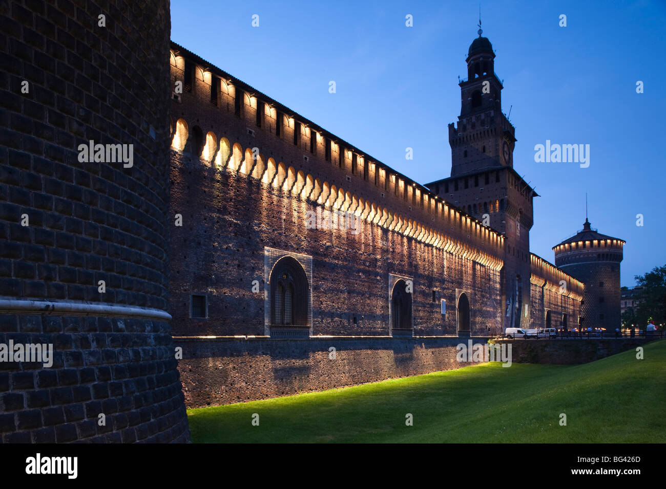 Italien, Lombardei, Mailand, Castello Sforzesco Schloss Stockfoto