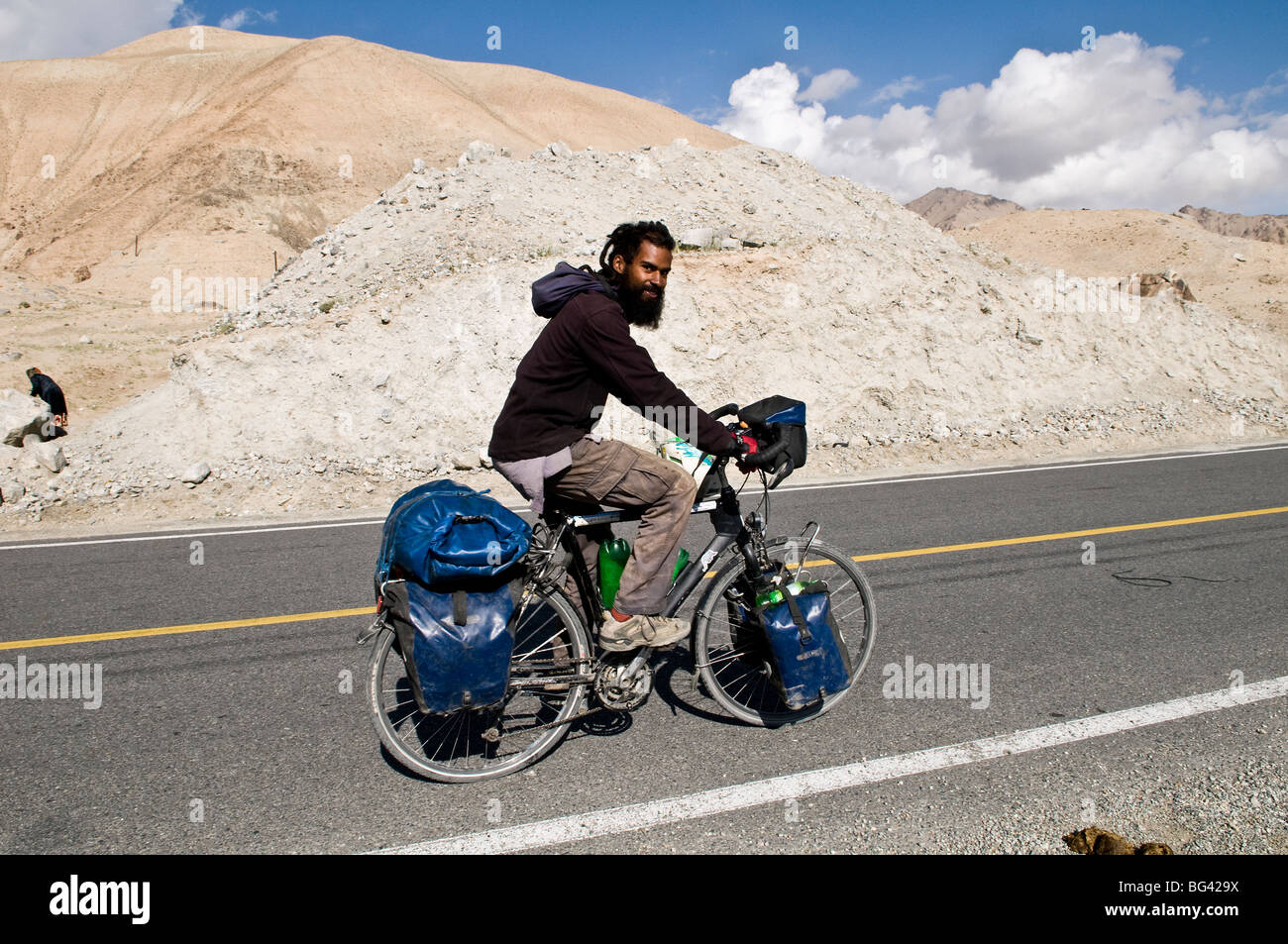 Mountainbiken im Pamir. Stockfoto