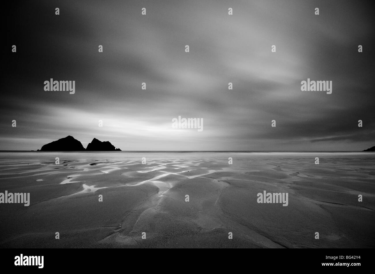 Großbritannien, Cornwall, Holywell Bay, Holywell Strand und Fuhrleute oder Möwen Felsen Stockfoto