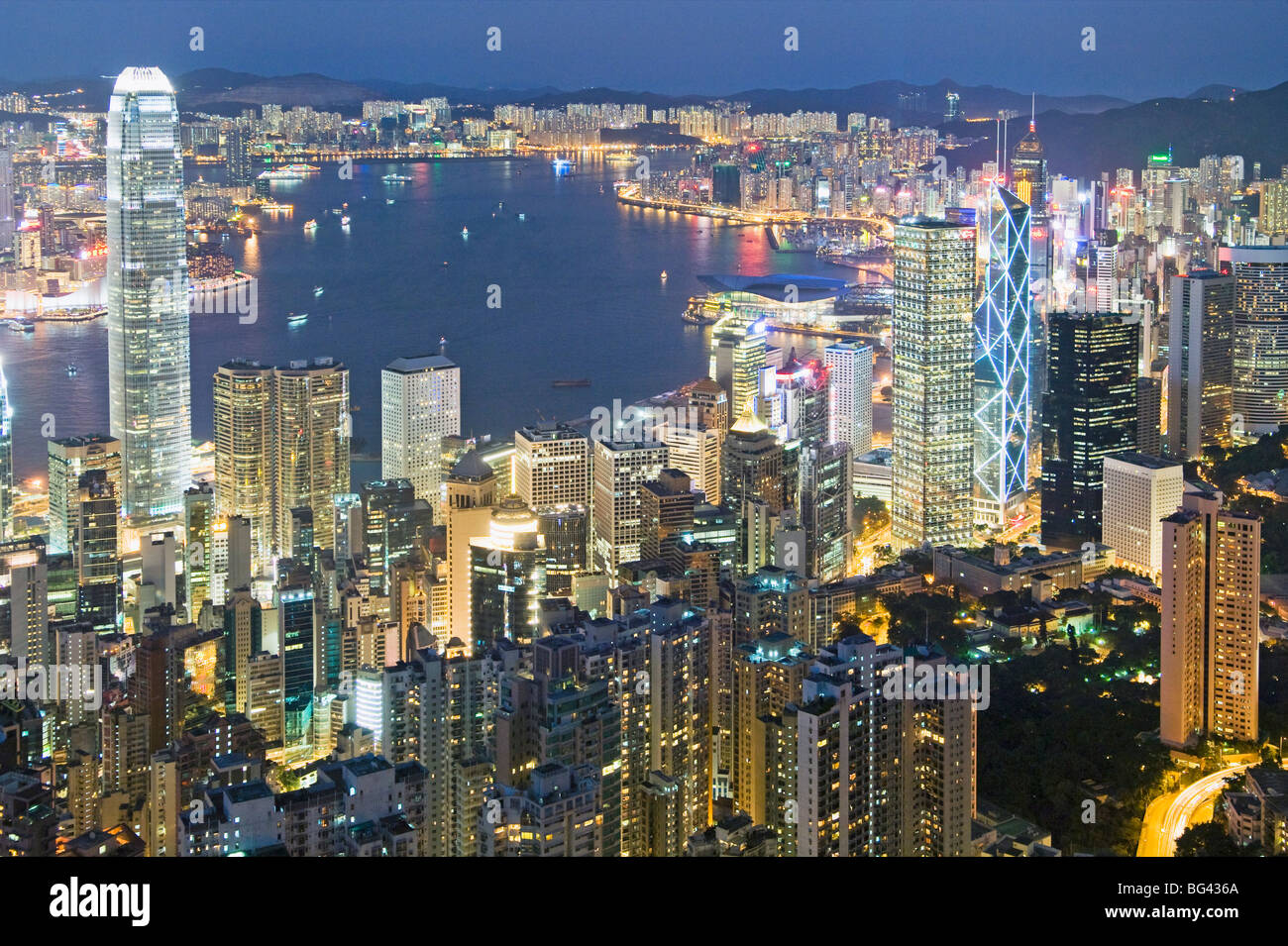 Hong Kong Central District gesehen vom Victoria Peak Stockfoto