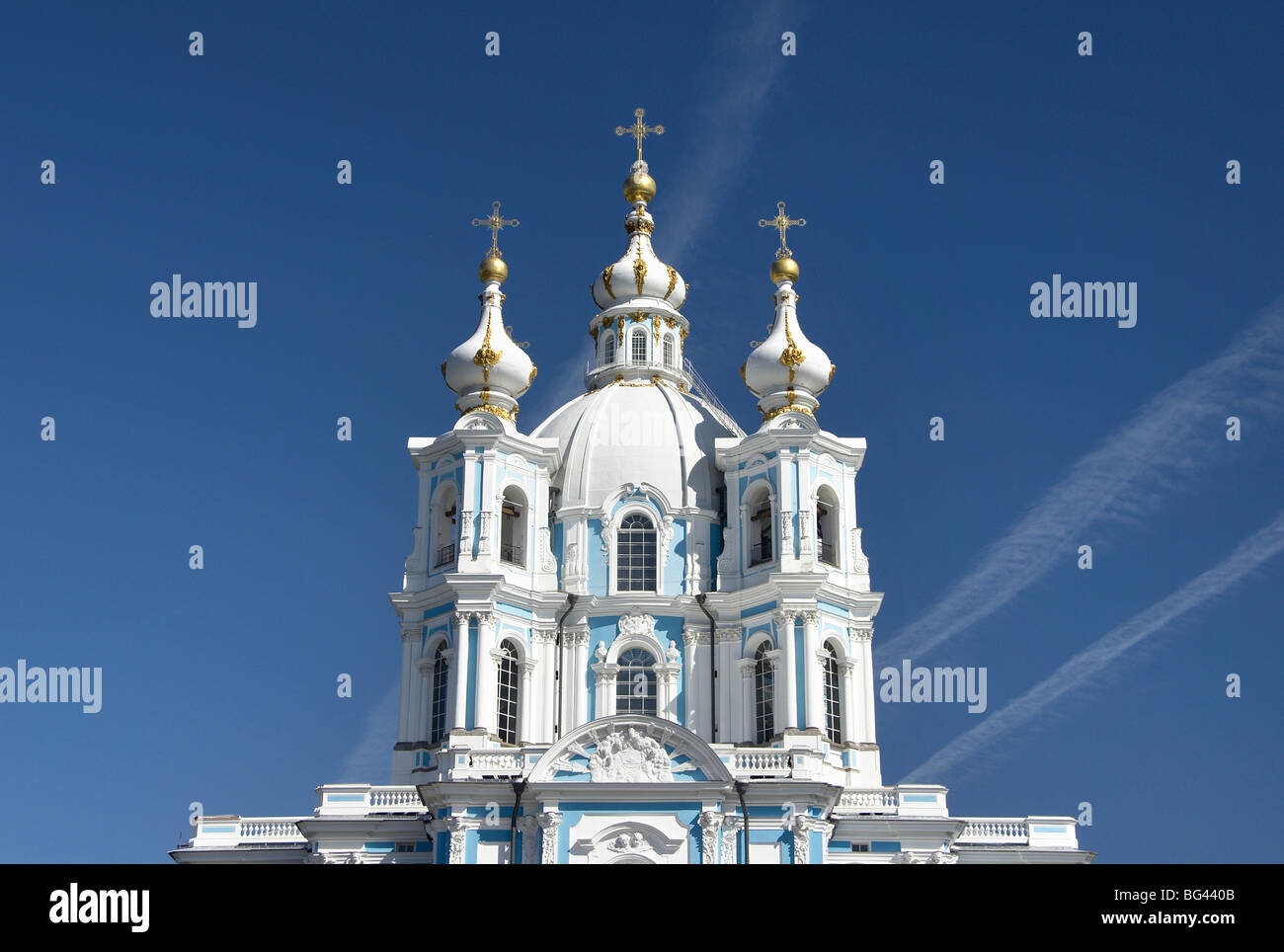 Die Smolny-Kathedrale der Auferstehung, Sankt Petersburg, Russland Stockfoto