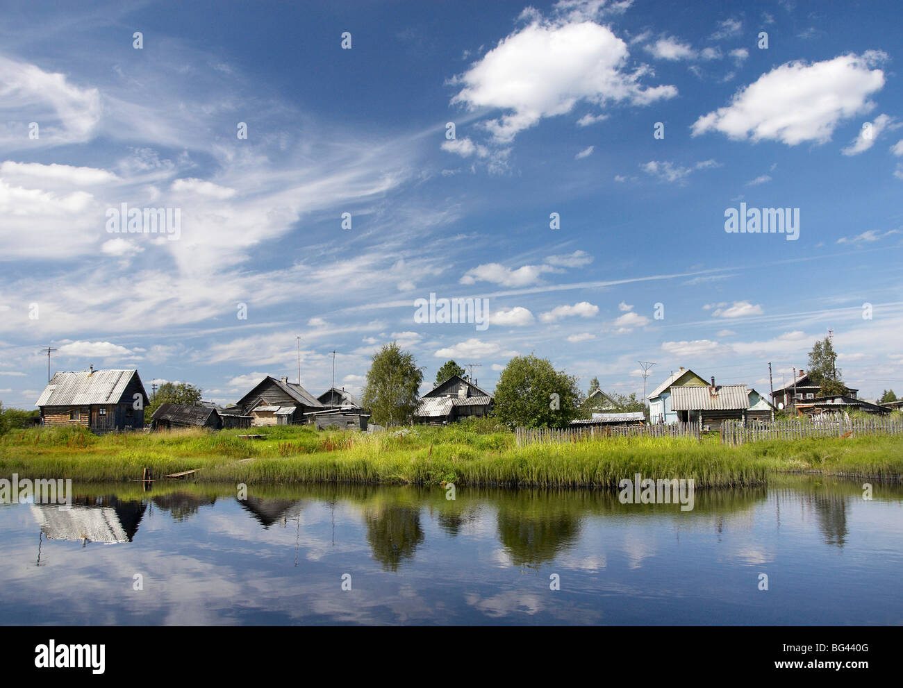 Fluss Ansichten, Somino, Gebiet Leningrad, Russland Stockfoto