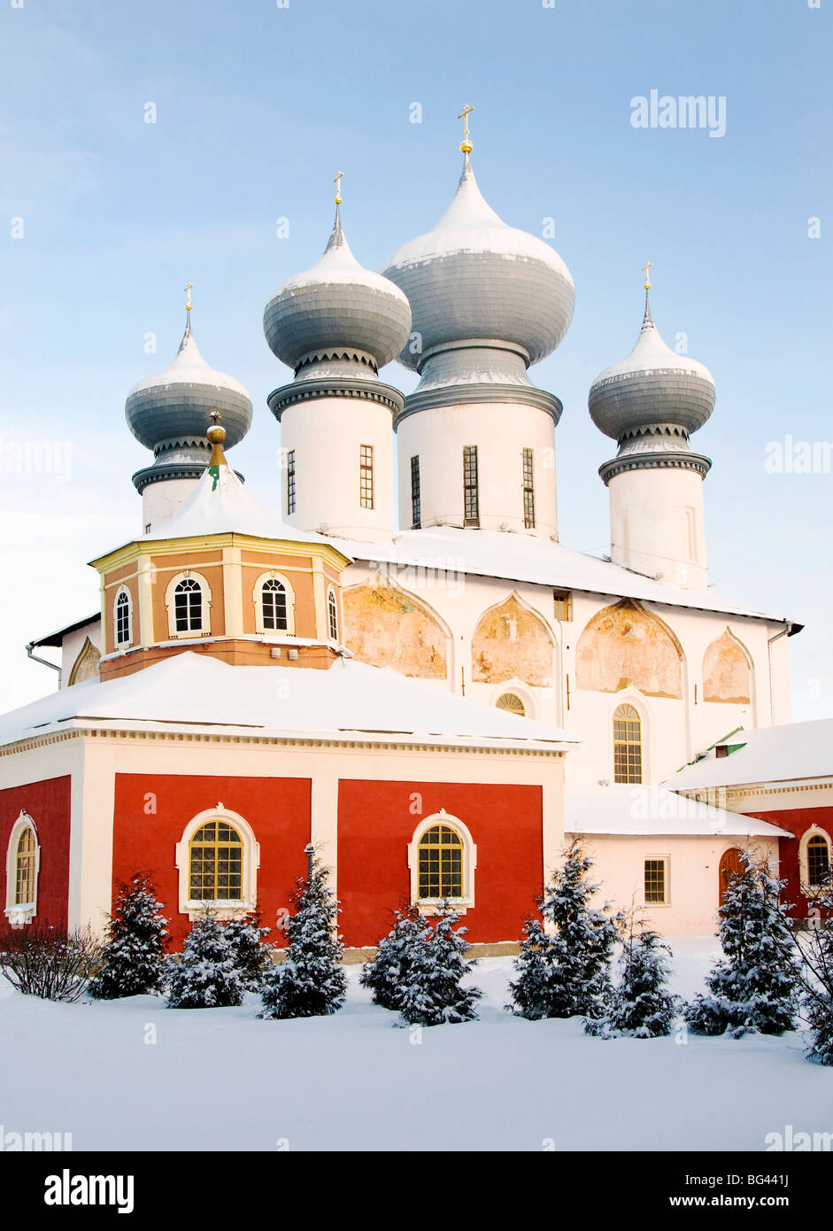Uspenski-Kathedrale, Kloster Bogorodichno Uspenskij, Tichwin, Gebiet Leningrad, Russland Stockfoto