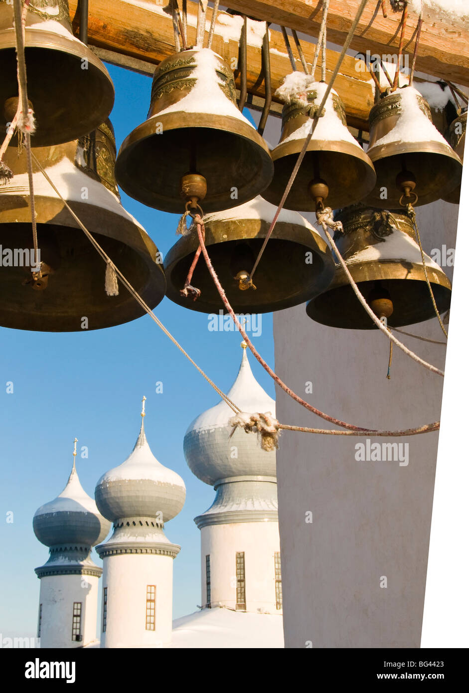 Bell Tower, Bogorodichno-Uspenskij Kloster, Gebiet Leningrad, Russland Stockfoto