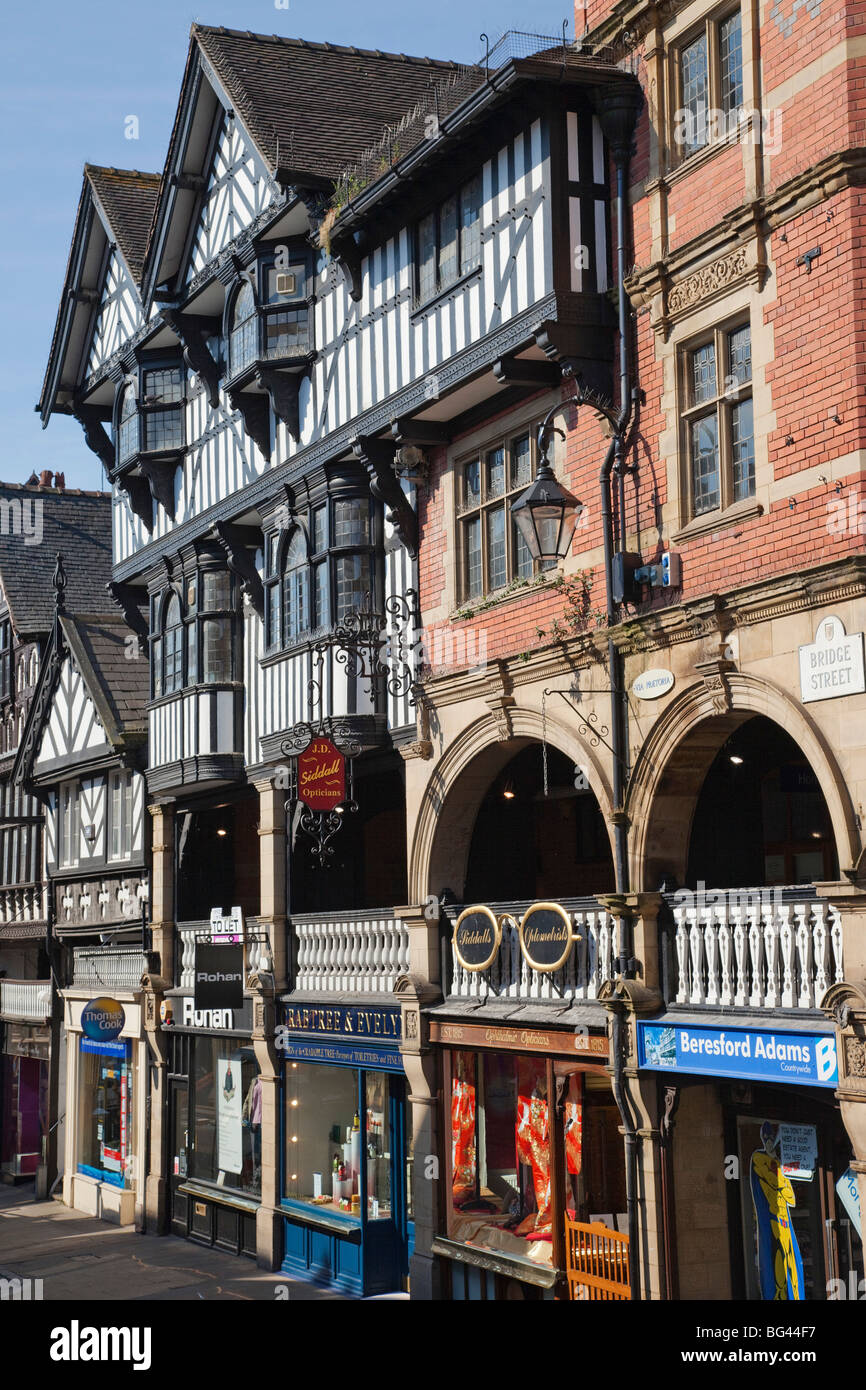 England, Chester, Bridge Street, Tudor-Gebäude Stockfoto