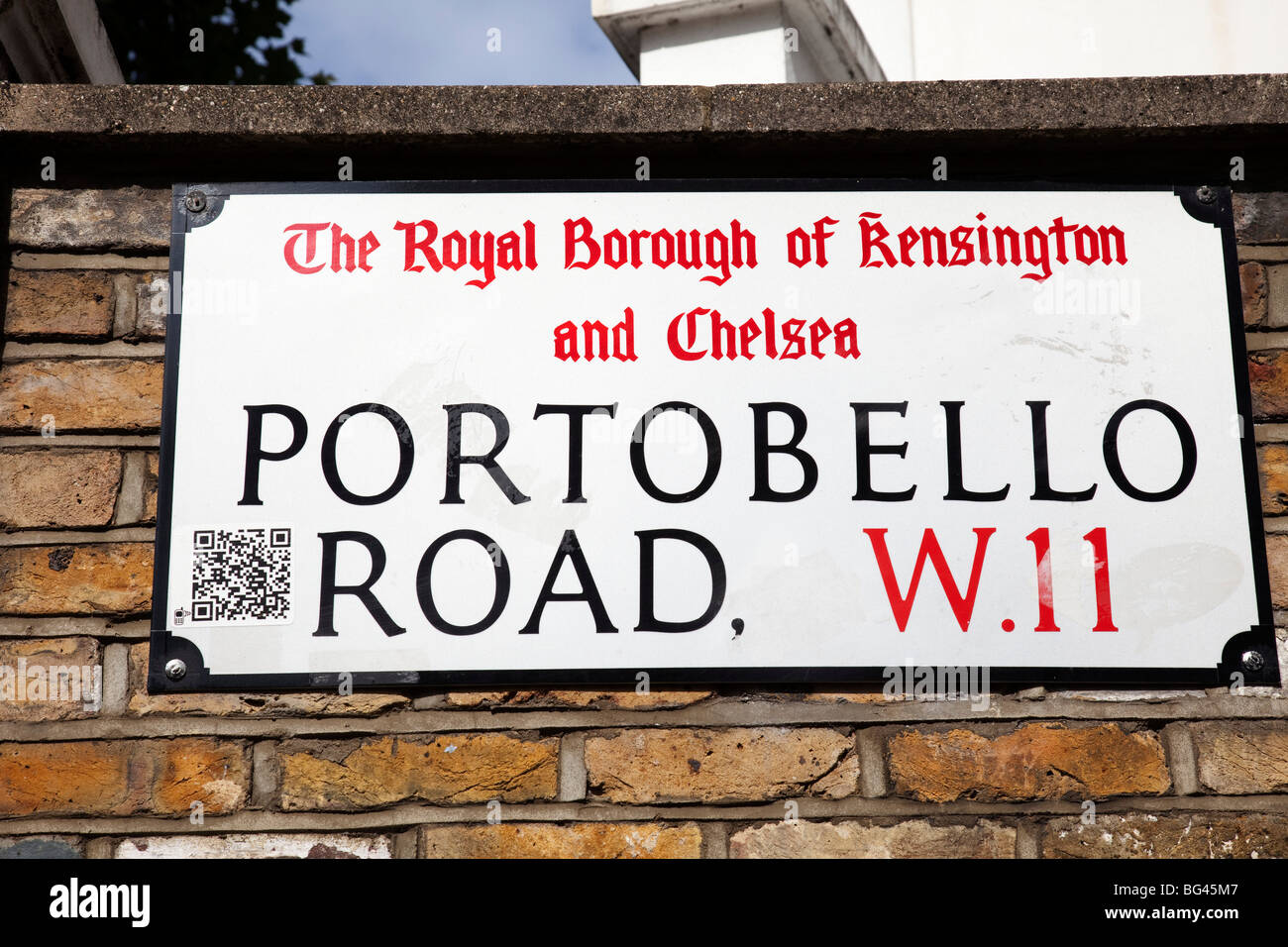 Straßenschild Portobello Road, London. Stockfoto