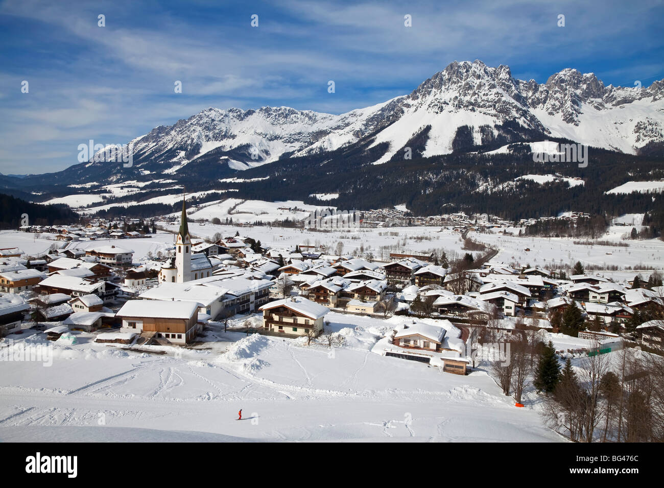 Skigebiet Ellmau, Wilder Kaiser Berge, Tirol, Österreich Stockfoto