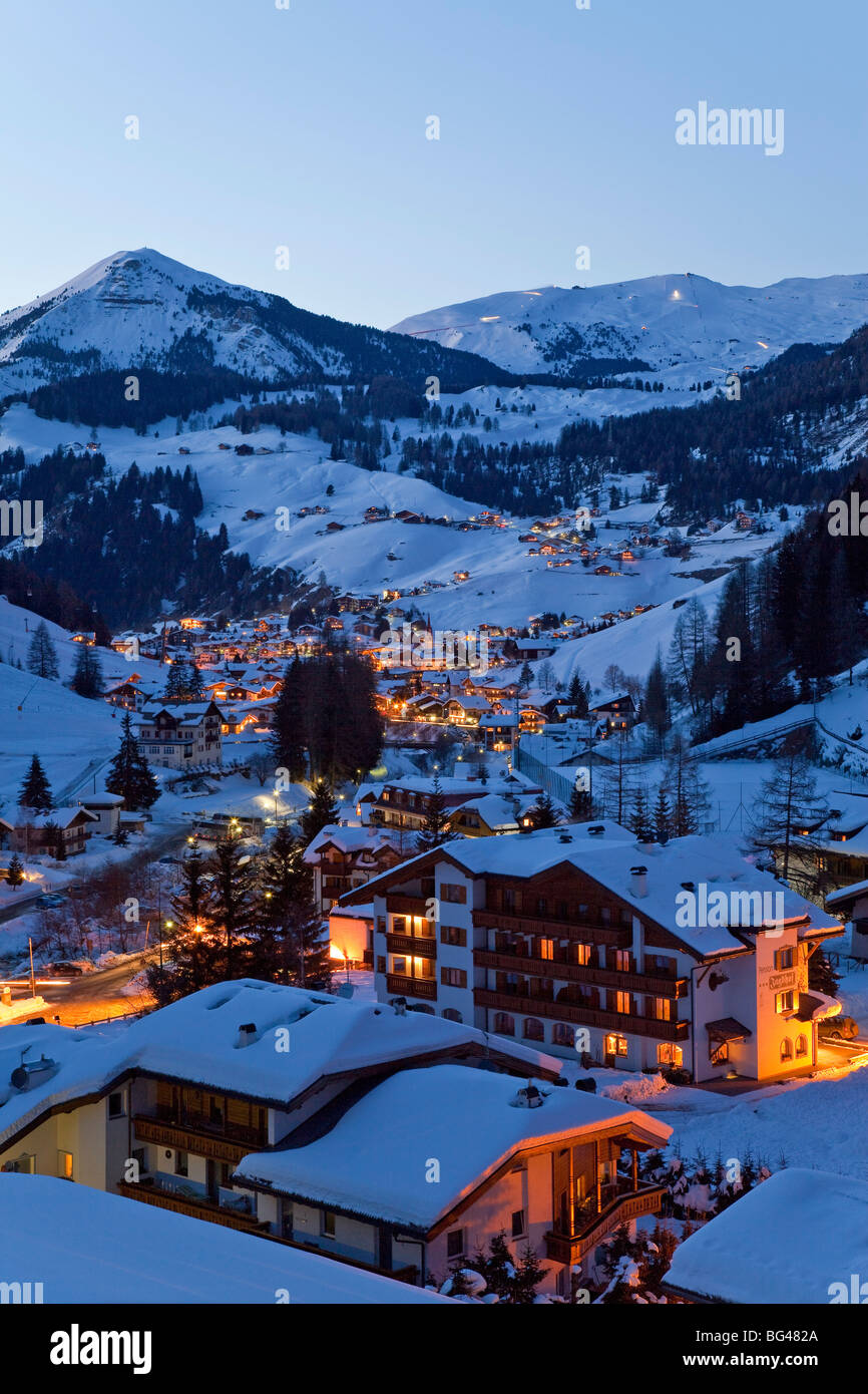 Selva Wolkenstein, Sella Ronda Skigebiet Val Gardena, Dolomiten, Südtirol, Trentino-Südtirol, Italien Stockfoto