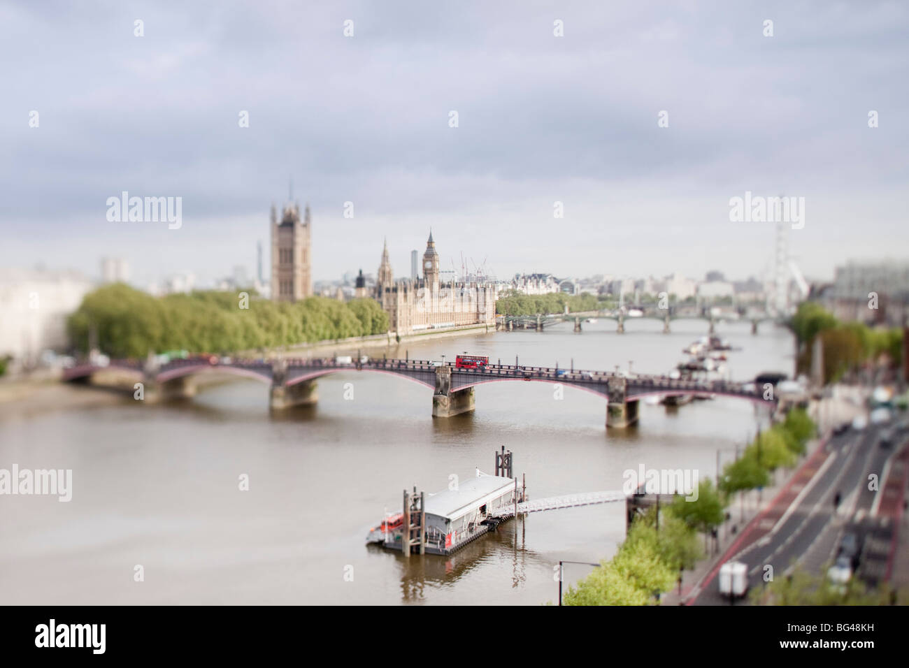 Häuser des Parlaments und Themse, London, England, UK Stockfoto