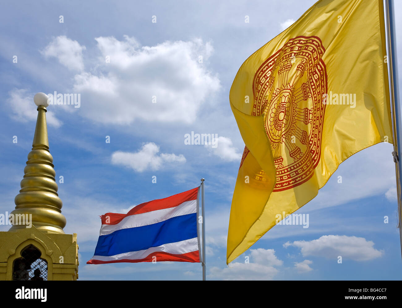 Buddhistischen Fahnen ein Thailand. Der Golden Mount. Bangkok. Thailand Stockfoto