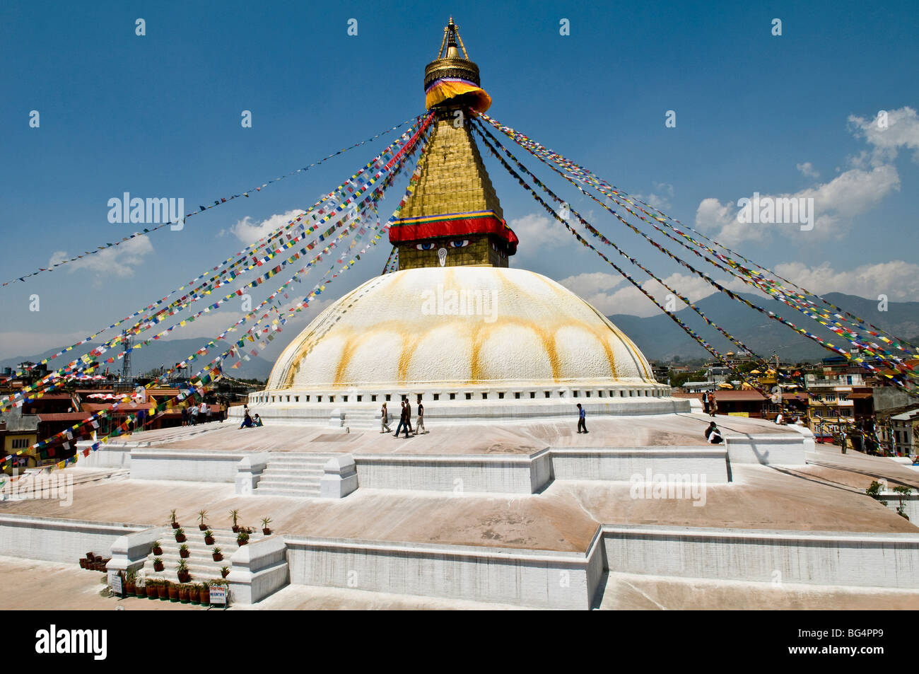 Bodhnath Stupa in Kathmandu, Nepal. Stockfoto