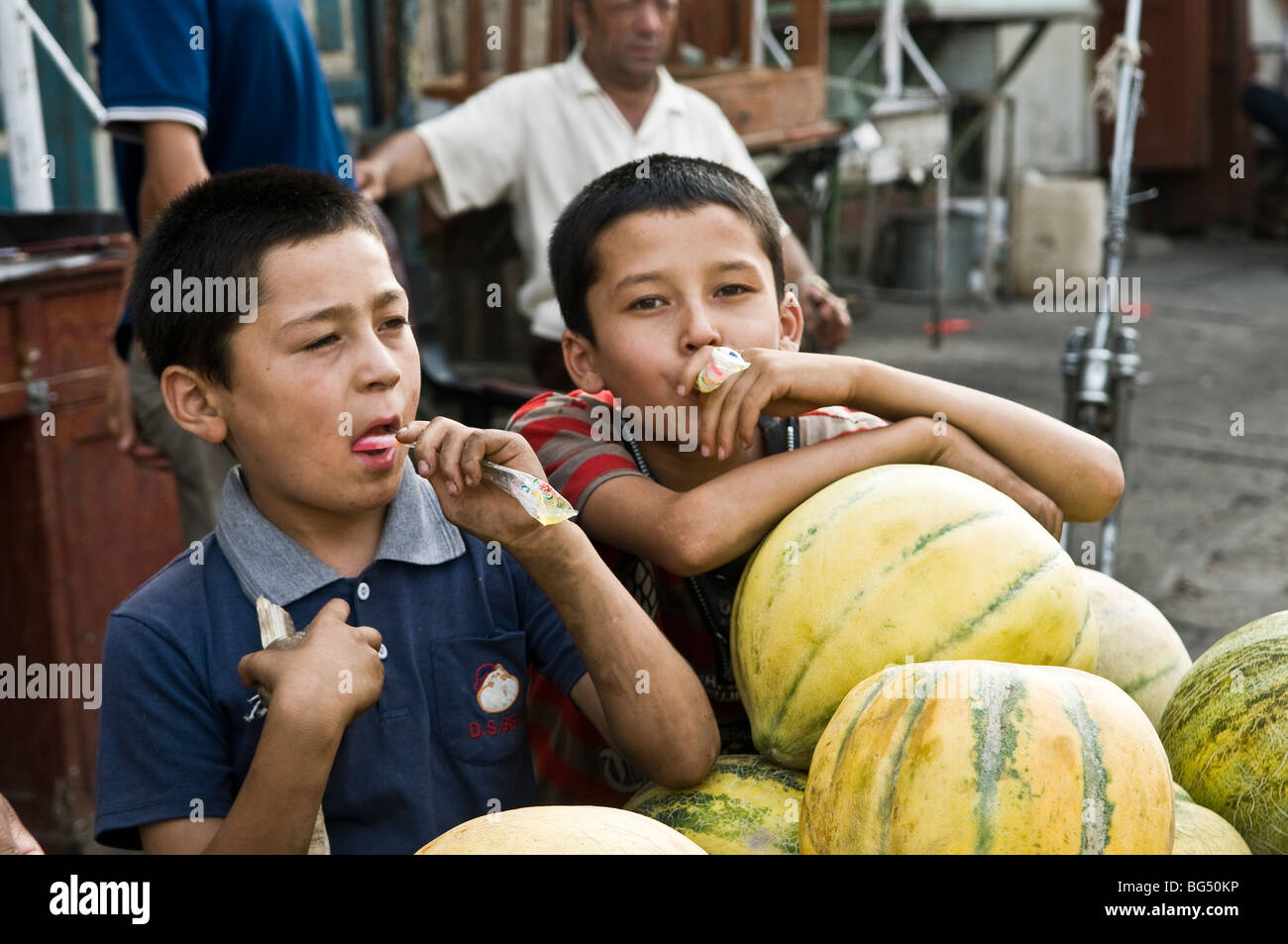 Süße leckere Melonen in der Provinz Xinjiang. Stockfoto