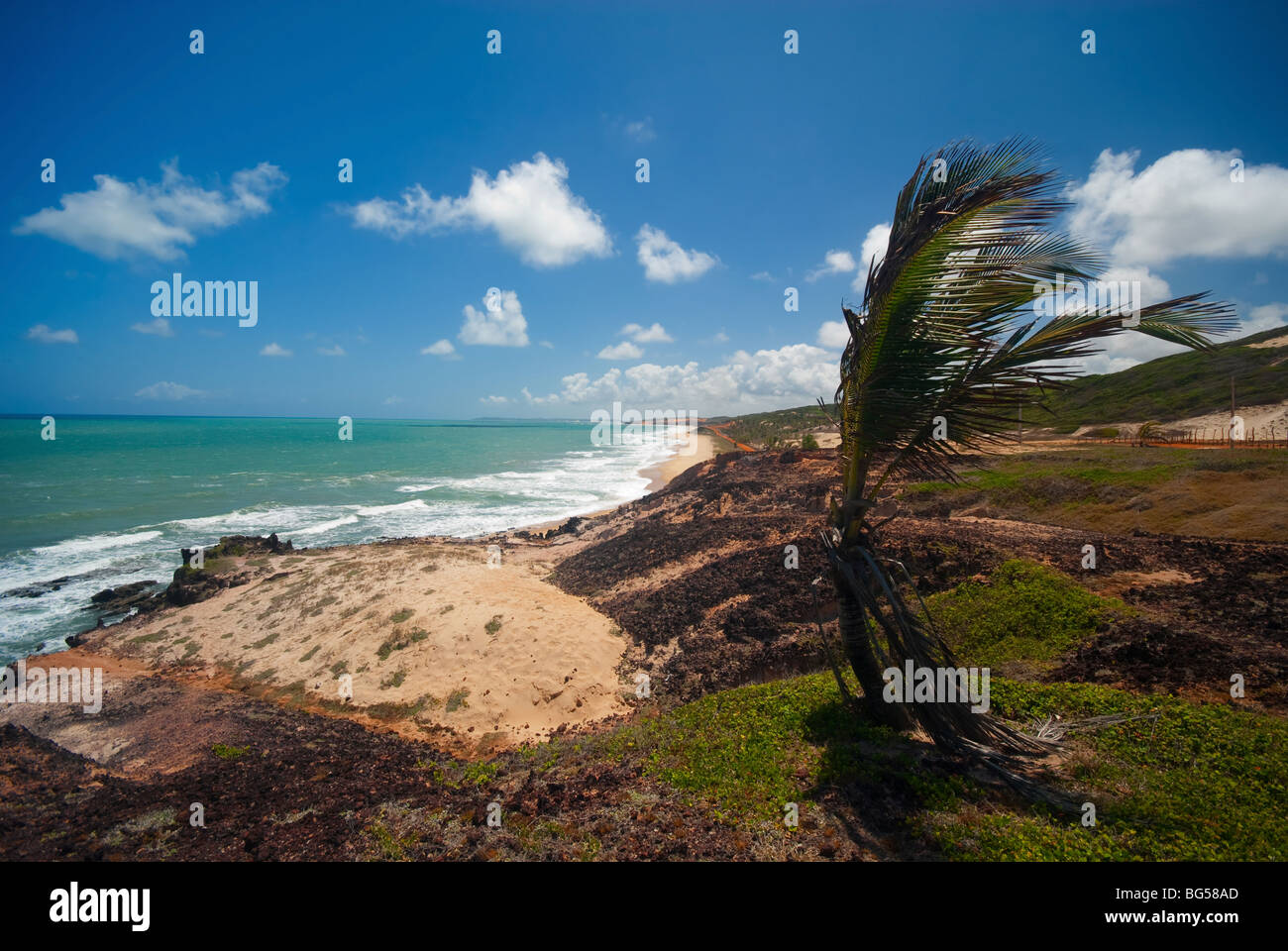 Klippen und Strand von Praia Das Minas in der Nähe von Pipa Brasilien Stockfoto