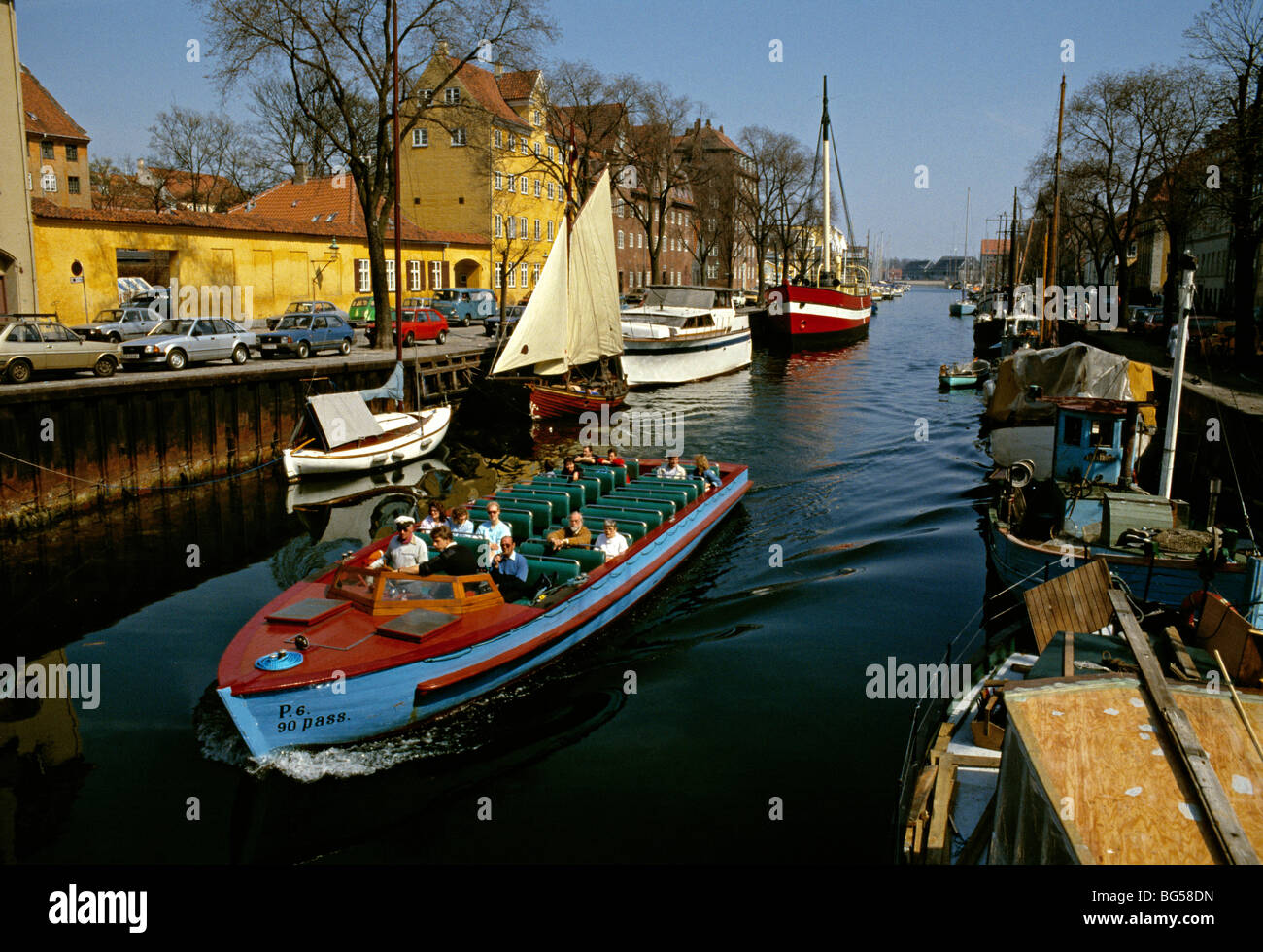 Kanal in Christianshavn, Kopenhagen, Dänemark. Stockfoto