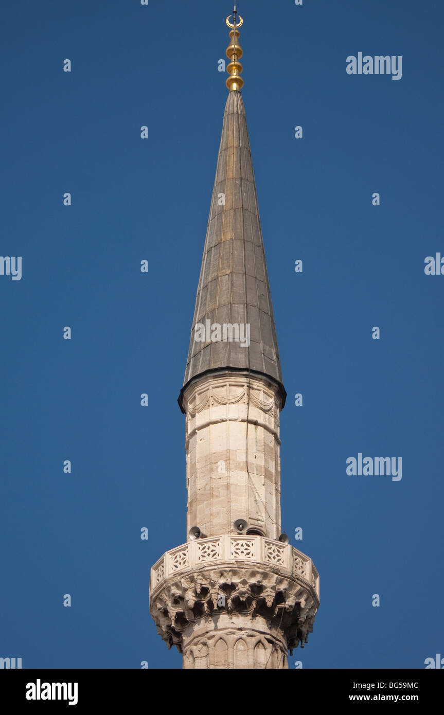 Minarett auf die Hagia Sofia, Istanbul, Türkei Stockfoto