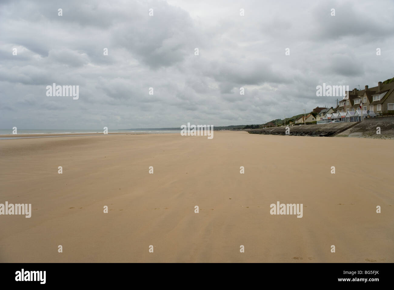 Omaha beach-Szene der amerikanischen Landungen bei Vierville Sur Mer am D-Day, 6. Juni 1944, Normandie Frankreich Stockfoto