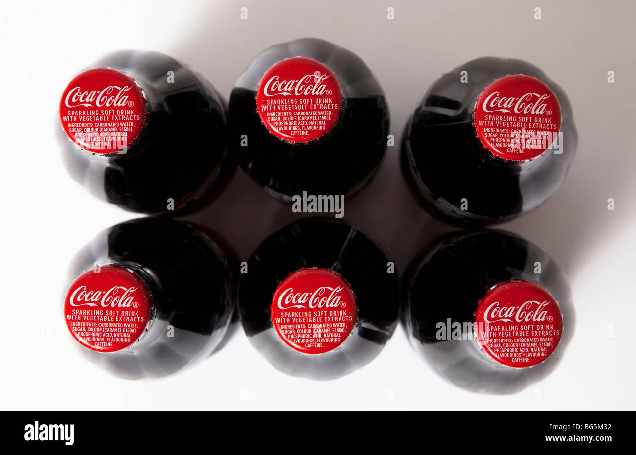 Coca Cola Cola Flaschen Flasche Glas Stockfoto