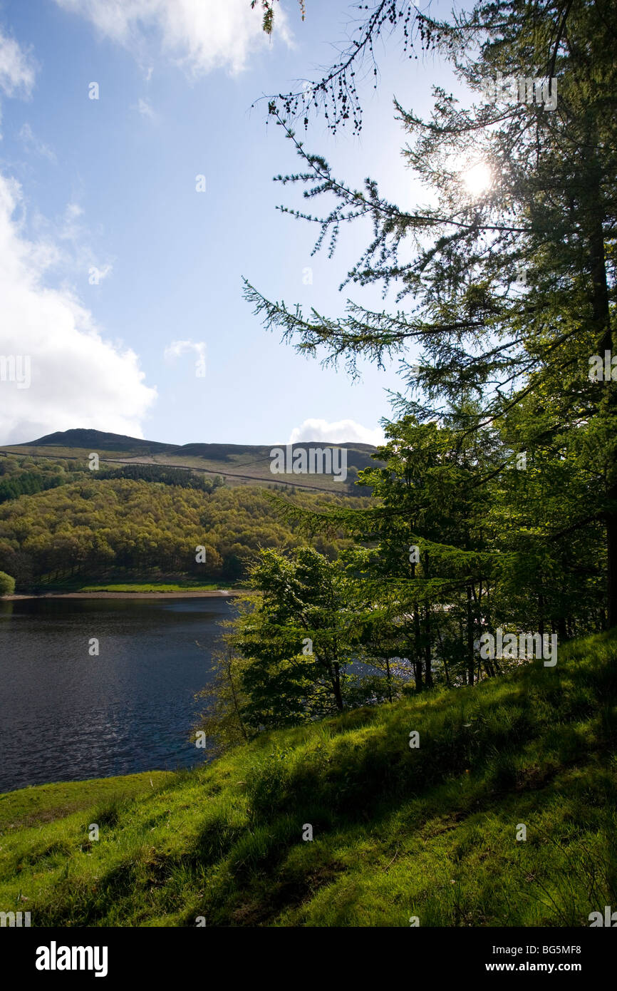 Blick über Ladybower Vorratsbehälter von Whinstone Lee Tor im oberen Derwent Valley in Derbyshire, England Stockfoto
