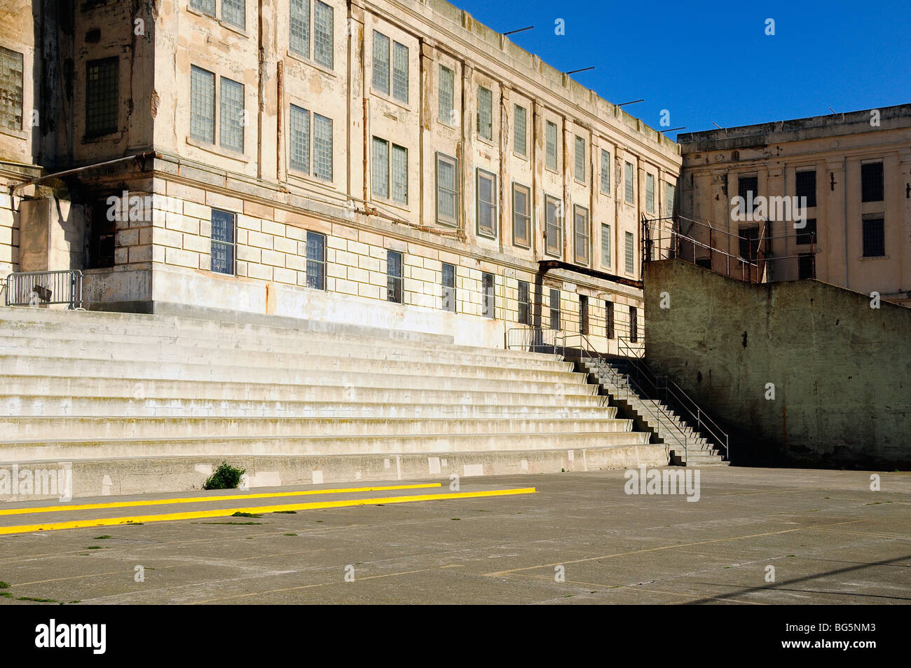 Erholung-Hof, Alcatraz Island und Gefängnis, National Park in San Francisco Bay, Kalifornien, USA Stockfoto